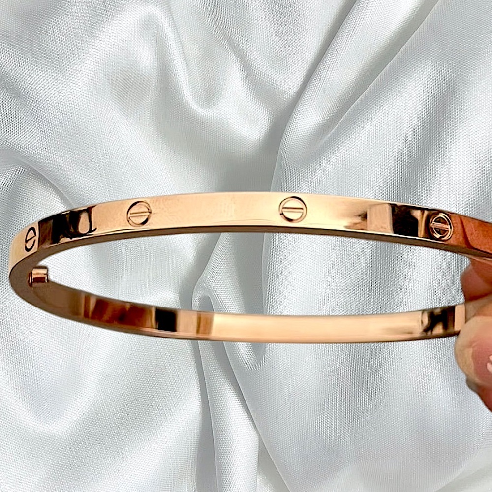 Rose Gold Bangle Bracelet without Stones Thin Version - Picture 2 of 6